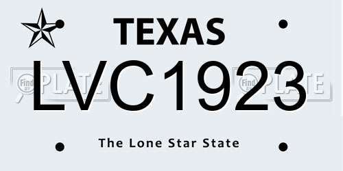 LVC1923 Texas License Plate
