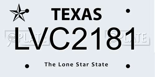LVC2181 Texas License Plate