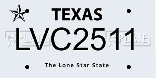 LVC2511 Texas License Plate