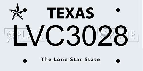LVC3028 Texas License Plate