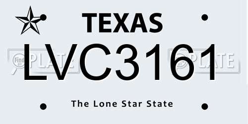 LVC3161 Texas License Plate