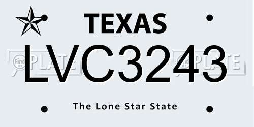 LVC3243 Texas License Plate