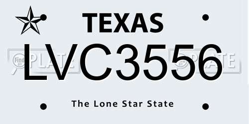 LVC3556 Texas License Plate