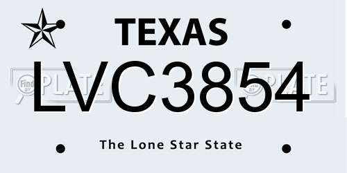 LVC3854 Texas License Plate