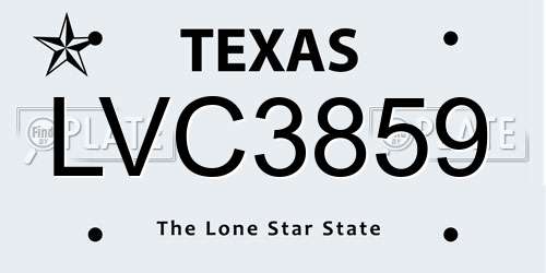 LVC3859 Texas License Plate