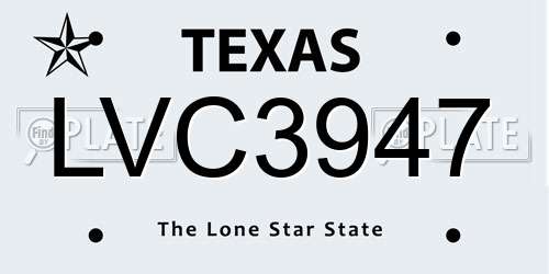 LVC3947 Texas License Plate