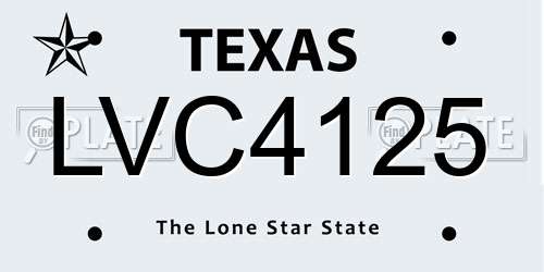 LVC4125 Texas License Plate