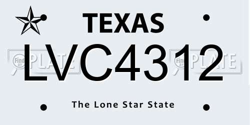 LVC4312 Texas License Plate
