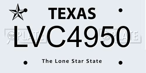 LVC4950 Texas License Plate