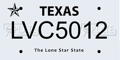 LVC5012 Texas License Plate
