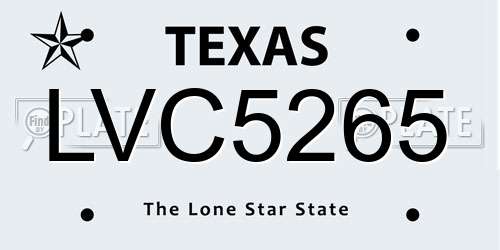 LVC5265 Texas License Plate