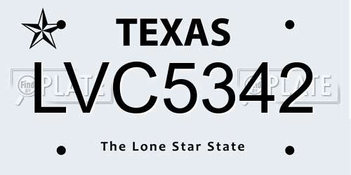LVC5342 Texas License Plate