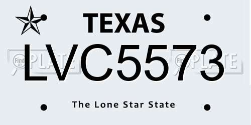 LVC5573 Texas License Plate
