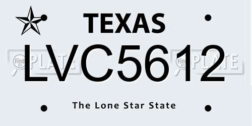 LVC5612 Texas License Plate
