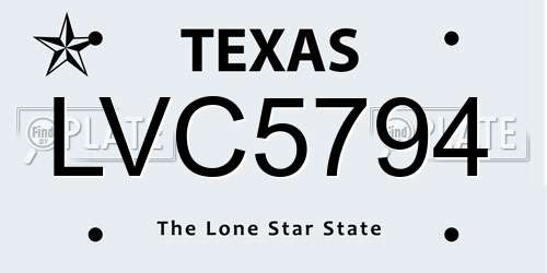 LVC5794 Texas License Plate