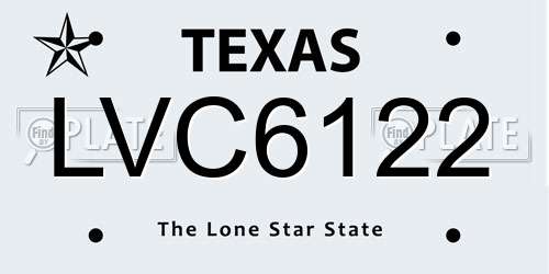 LVC6122 Texas License Plate