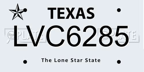 LVC6285 Texas License Plate