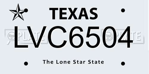 LVC6504 Texas License Plate