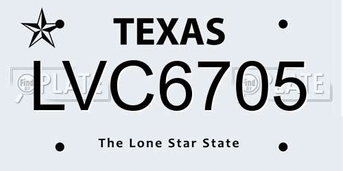LVC6705 Texas License Plate