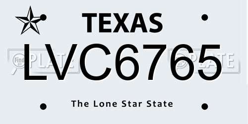 LVC6765 Texas License Plate