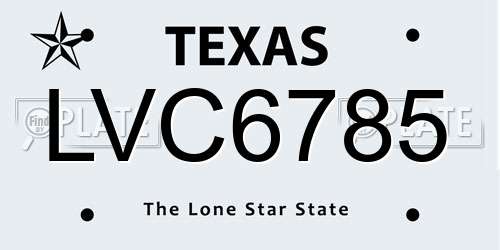 LVC6785 Texas License Plate