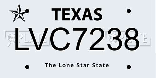 LVC7238 Texas License Plate