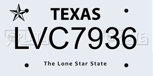 LVC7936 Texas License Plate