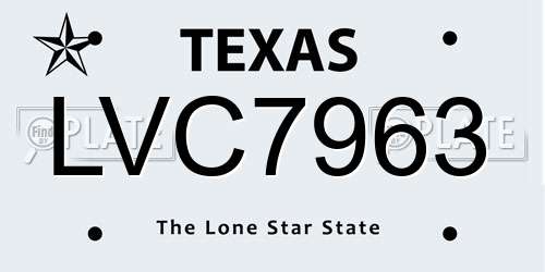 LVC7963 Texas License Plate