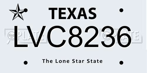 LVC8236 Texas License Plate