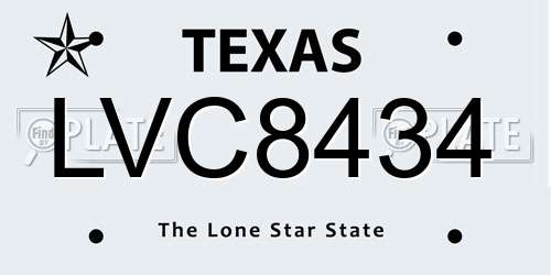 LVC8434 Texas License Plate