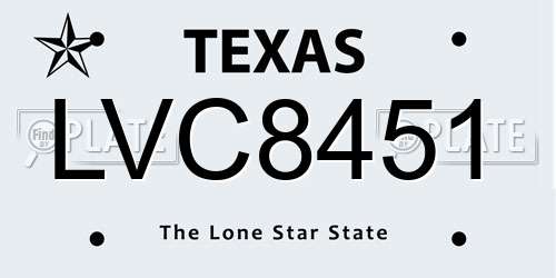 LVC8451 Texas License Plate
