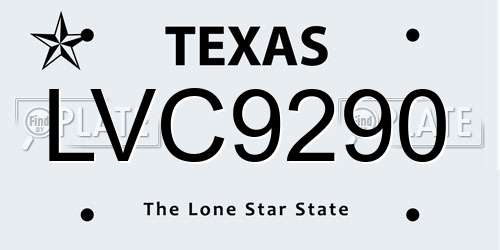 LVC9290 Texas License Plate