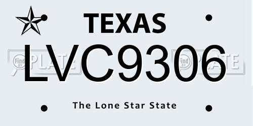 LVC9306 Texas License Plate
