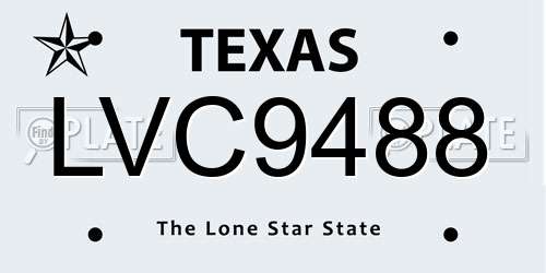 LVC9488 Texas License Plate