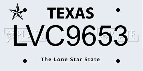 LVC9653 Texas License Plate