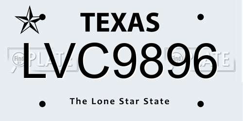 LVC9896 Texas License Plate