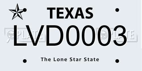 LVD0003 Texas License Plate