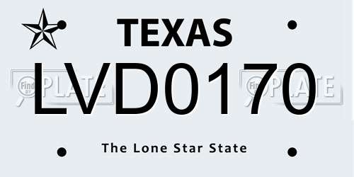 LVD0170 Texas License Plate