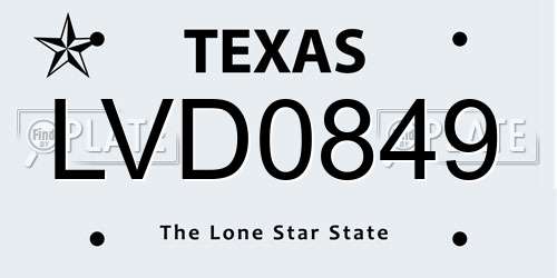 LVD0849 Texas License Plate