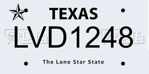 LVD1248 Texas License Plate