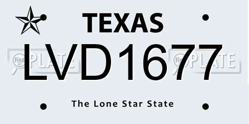 LVD1677 Texas License Plate