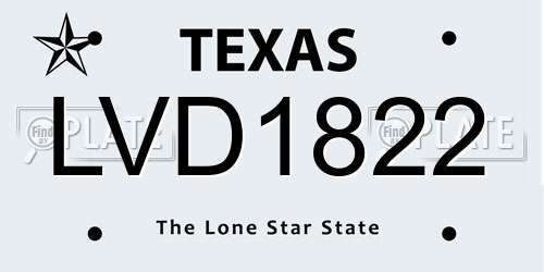 LVD1822 Texas License Plate