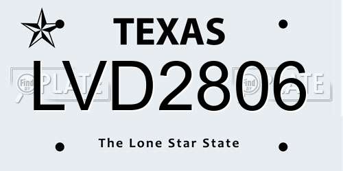 LVD2806 Texas License Plate
