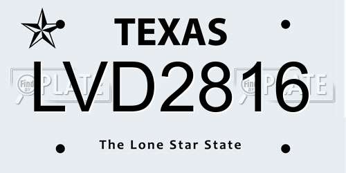 LVD2816 Texas License Plate