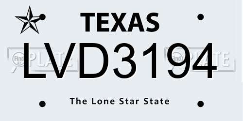 LVD3194 Texas License Plate