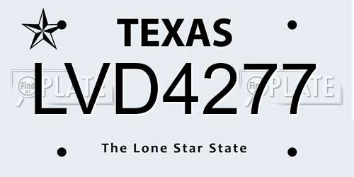 LVD4277 Texas License Plate