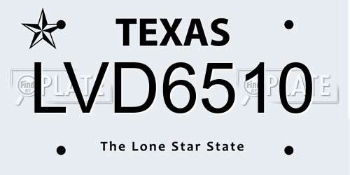 LVD6510 Texas License Plate