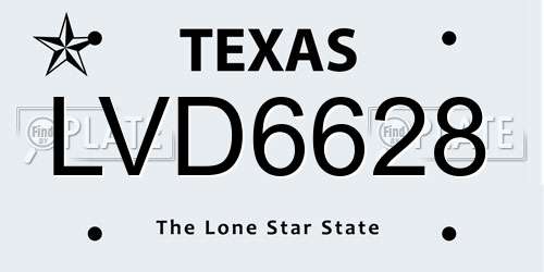 LVD6628 Texas License Plate