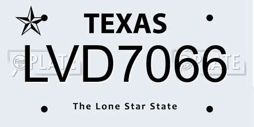 LVD7066 Texas License Plate
