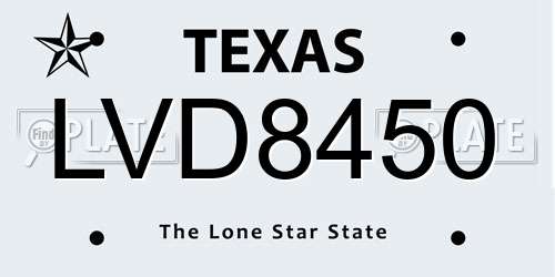 LVD8450 Texas License Plate